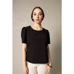 Elegance Round Neck Blouse In Black -Transcend Sales abdmuryimsocdeg0lry3