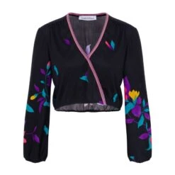 Black Floral Crop Top