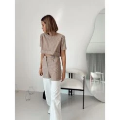 Rolled Up Pinstripe Top -Transcend Sales ajbpuxi7wn7dopaqo90p