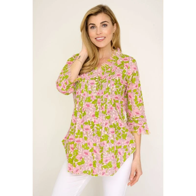 Sophie Cotton Shirt In Abstract Flower 2 Sophie Cotton Shirt In Abstract Flower - Image 2