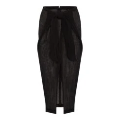 Amy Crinkle Linen Skirt - Black