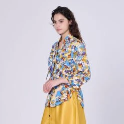 Ascot-Tie Blouse And Abstract Print -Blue 7 Ascot-Tie Blouse And Abstract Print -Blue -Transcend Sales ascot tie blouse and abstract print blue fec9e39a2cefe49f065868a79fc2bece