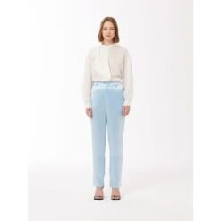 Asymmetrical Ruffle Blouse In Ivory White -Transcend Sales asymmetrical ruffle blouse in ivory white f7d2facba756fa2e6abf391f26c52ee3