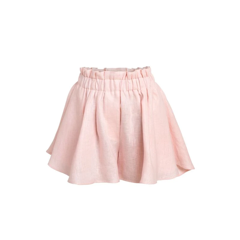 High Waist Linen Flowy Shorts In Pink 1 High Waist Linen Flowy Shorts In Pink