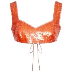 Bea Sequinned Bralette In Orange Spritz