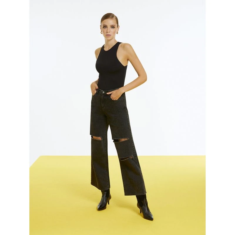 High-Waisted Ripped Black Jeans 2 High-Waisted Ripped Black Jeans - Image 2