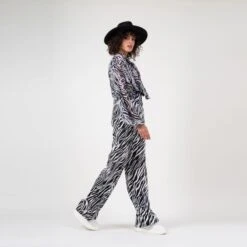 Zebra Chiffon Blouse With Draped Shoulders & Bow Ribbon -Transcend Sales bjjjnlxob3nxloqxmrzn