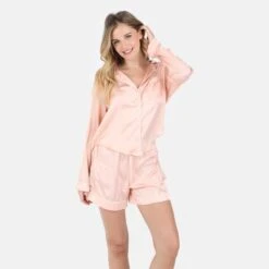 Nina Silk Pajama Short Set - Peach 9 Nina Silk Pajama Short Set - Peach -Transcend Sales bkmtqkqjypnv9qkjf4gl