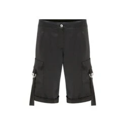 Black Satin Cargo Shorts