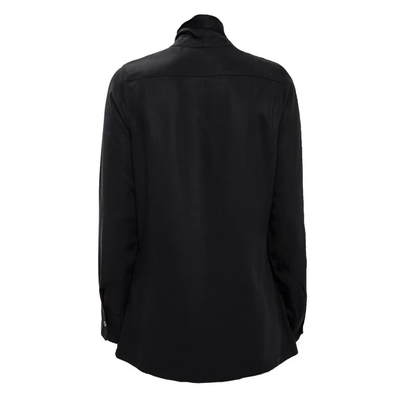 Black Tie-Neck Lyocell Shirt 2 Black Tie-Neck Lyocell Shirt - Image 2