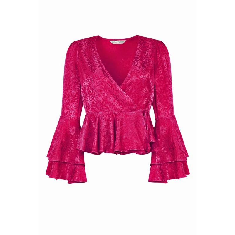 The Eliza Wrap Top In Floral Satin - Pink & Purple 1 The Eliza Wrap Top In Floral Satin - Pink & Purple