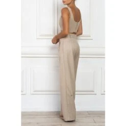 Beige Pinstripe Corset Crop Top -Transcend Sales c57ovemwvxwezycepo5h