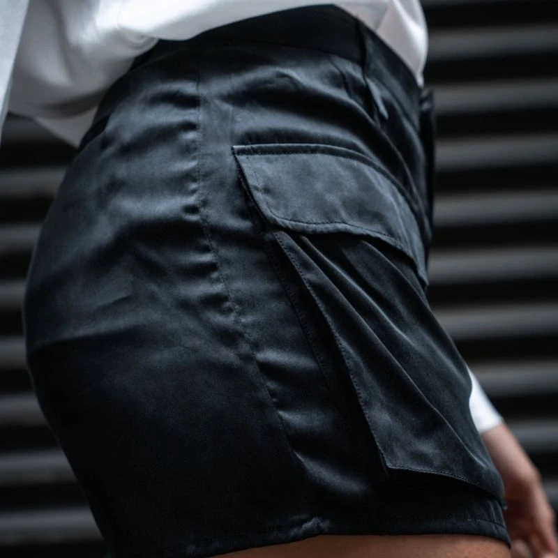 Cargo Silk Shorts - Black 7 Cargo Silk Shorts - Black - Image 7