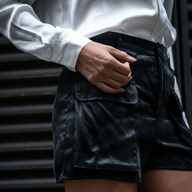 Cargo Silk Shorts - Black 4 Cargo Silk Shorts - Black - Image 4