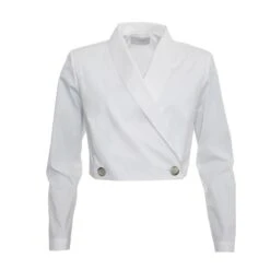 Cropped Blazer In White Cotton
