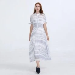 Linear Print Midi Elemental Print Shirt Dress -Transcend Sales cjfyv3emd3l0ww7unq89