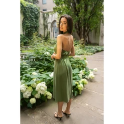 Halter Neck Midi Tuxedo Dress - AvocadoGreen 11 Halter Neck Midi Tuxedo Dress - AvocadoGreen -Transcend Sales ckibm1tqwllkukr8vr9q