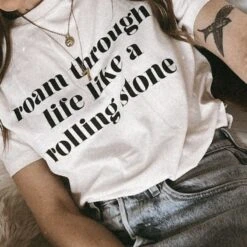 Like A Rolling Stone Oversized Retro Slogan T-Shirt -Transcend Sales ckkpthmufvcf5k184asx