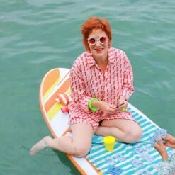 Transcend Sales 35 Transcend Sales -Transcend Sales claude organic cotton button up boyfriend shirt with front pocket in pink chevron block print 6ce51f3cdb1fe3c9e4ad4299541b1af4