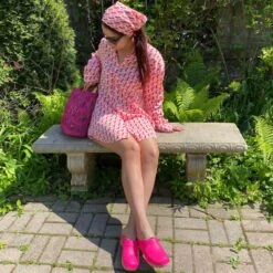 Claude Organic Cotton Button Up Boyfriend Shirt With Front Pocket In Pink Chevron Block Print -Transcend Sales claude shirt in pink chevron 2df5731764a95ddd8702c49bbaaefe1c