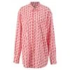 Claude Organic Cotton Button Up Boyfriend Shirt With Front Pocket In Pink Chevron Block Print
