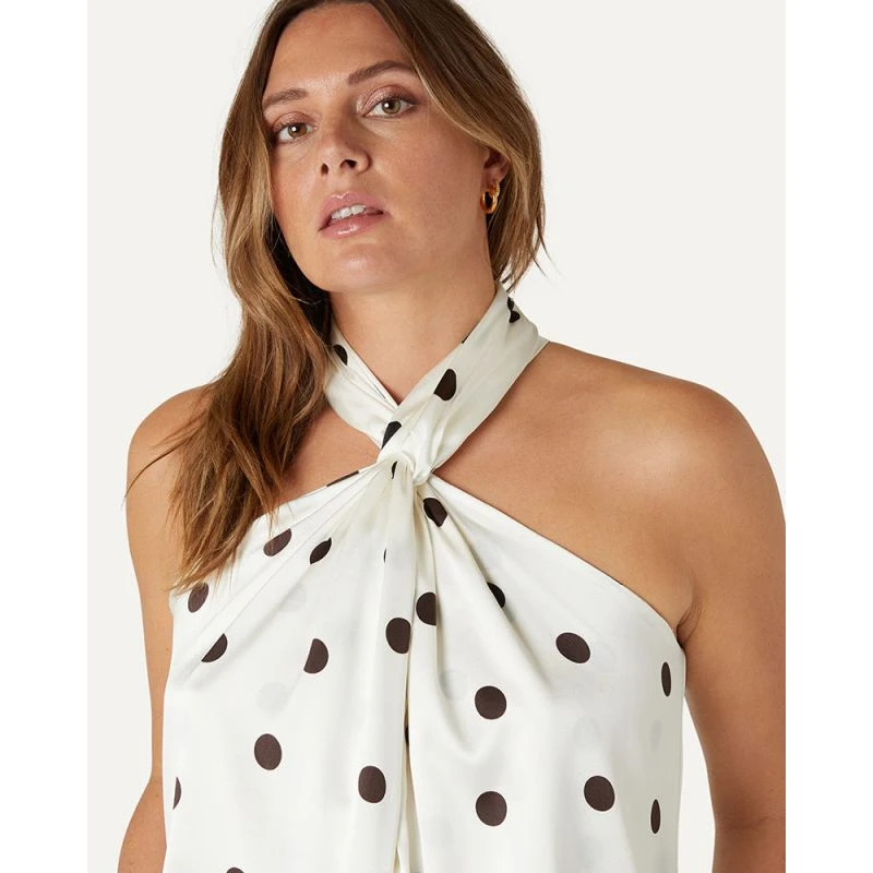 Claudia Silk Twisted Neck Top - Polka Dot 3 Claudia Silk Twisted Neck Top - Polka Dot - Image 3