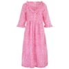 Cotton Karen 3/4 Sleeve Day Dress In Bubblegum Pink & White