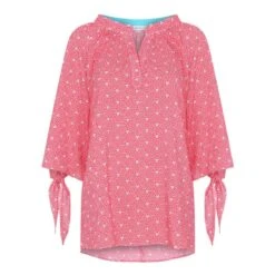 Liz Top Red Stripey Triangle Print