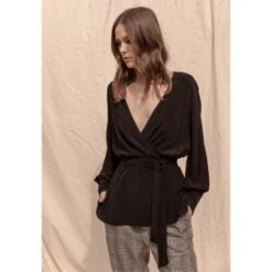 Delilah Wrap Blouse Black -Transcend Sales delilah wrap blouse black 4bc7e2b6a92c9475c51380a7339b57a8