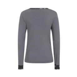 Charcoal Grey Long Sleeve Cotton Top -Transcend Sales doswnzygwel2cfil4xmr