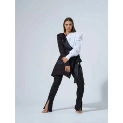 Double Identity Poplin One-Shoulder Shirt -Transcend Sales double identity asymmetric two piece set 2458cfae6525bad6789a531a0ac8f5a6