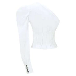 Double Identity Poplin One-Shoulder Shirt -Transcend Sales double identity one shoulder poplin shirt 2 d631109bb953d74b8851cf9b578dd370