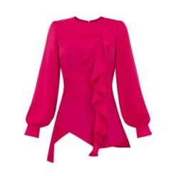 Dress To Impress Asymmetric Drape Blouse - Pink