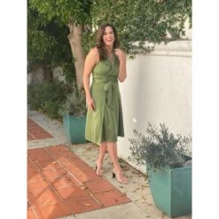 Halter Neck Midi Tuxedo Dress - AvocadoGreen 15 Halter Neck Midi Tuxedo Dress - AvocadoGreen -Transcend Sales eg2r8rjldbgg29navlpn