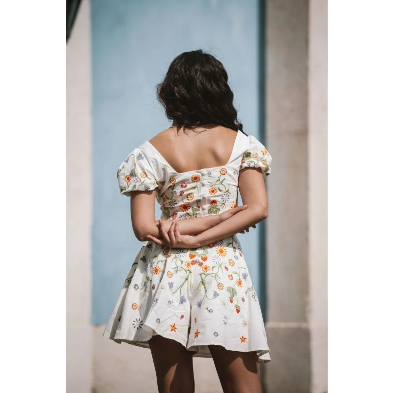 Eliza Embroidered Organic Cotton Flared Shorts 6 Eliza Embroidered Organic Cotton Flared Shorts - Image 6