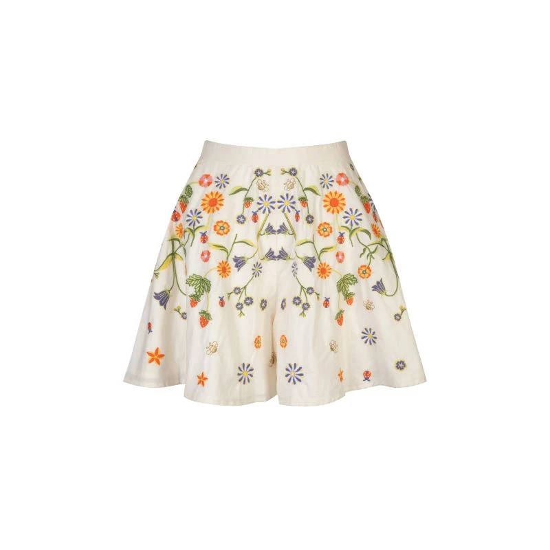 Eliza Embroidered Organic Cotton Flared Shorts 1 Eliza Embroidered Organic Cotton Flared Shorts