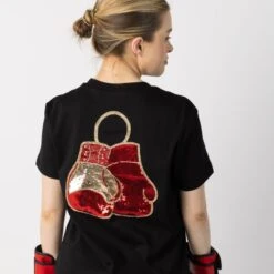 Embellished Boxing Gloves T-Shirt - Black -Transcend Sales embellished boxing gloves t shirt black aad6a7fd20717ba61f3d299f13ddf53a