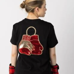 Embellished Boxing Gloves T-Shirt - Black -Transcend Sales embellished boxing gloves t shirt black f05102a19f60884802bd8c6153ddeda5