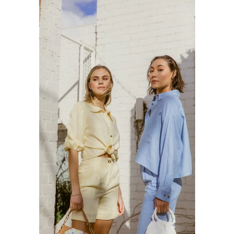 Vera Linen Lounge Short - Lemon Cream 2 Vera Linen Lounge Short - Lemon Cream - Image 2