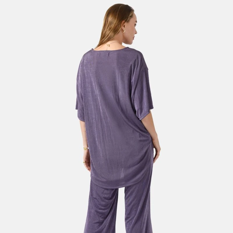 Eve – Shimmering Oversized Button Shirt Purple 4 Eve – Shimmering Oversized Button Shirt Purple - Image 4