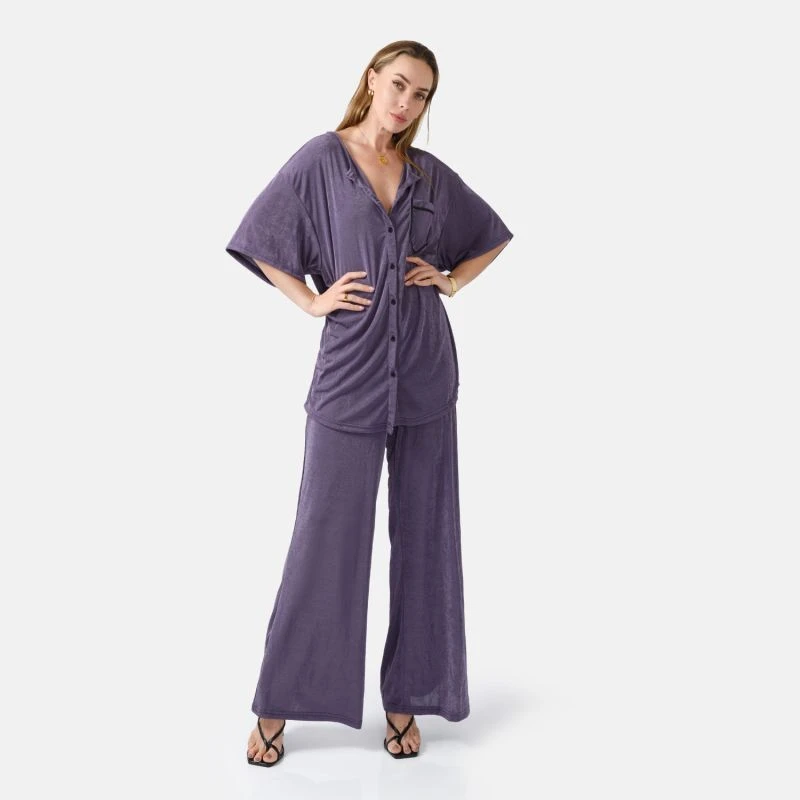 Eve – Shimmering Oversized Button Shirt Purple 5 Eve – Shimmering Oversized Button Shirt Purple - Image 5