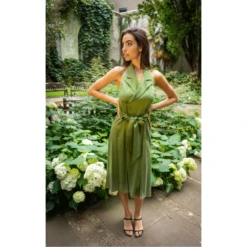 Halter Neck Midi Tuxedo Dress - AvocadoGreen 10 Halter Neck Midi Tuxedo Dress - AvocadoGreen -Transcend Sales f1zlcdhiyx67lj9of7gz