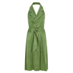 Halter Neck Midi Tuxedo Dress - AvocadoGreen
