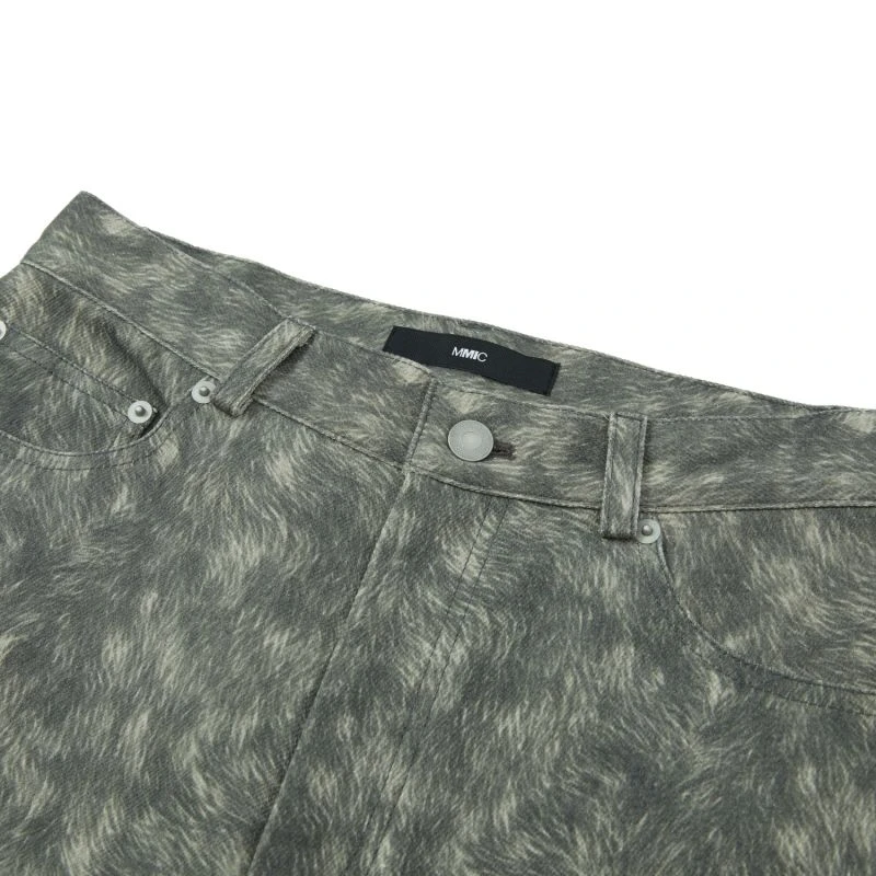 Fake Fur Printed Recycle Jeans - Green 5 Fake Fur Printed Recycle Jeans - Green - Image 5