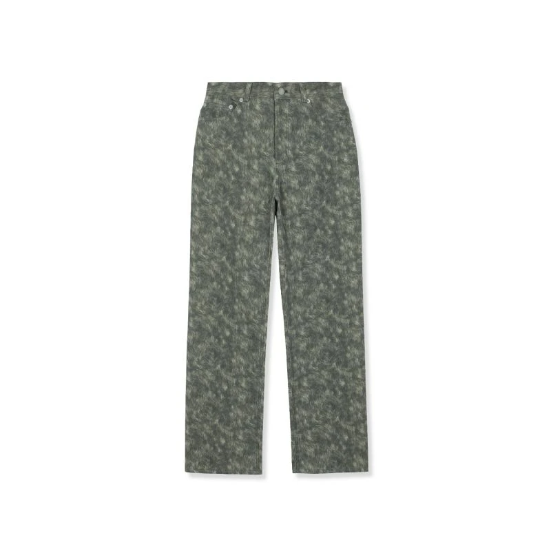 Fake Fur Printed Recycle Jeans - Green 1 Fake Fur Printed Recycle Jeans - Green