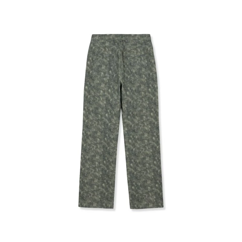 Fake Fur Printed Recycle Jeans - Green 2 Fake Fur Printed Recycle Jeans - Green - Image 2