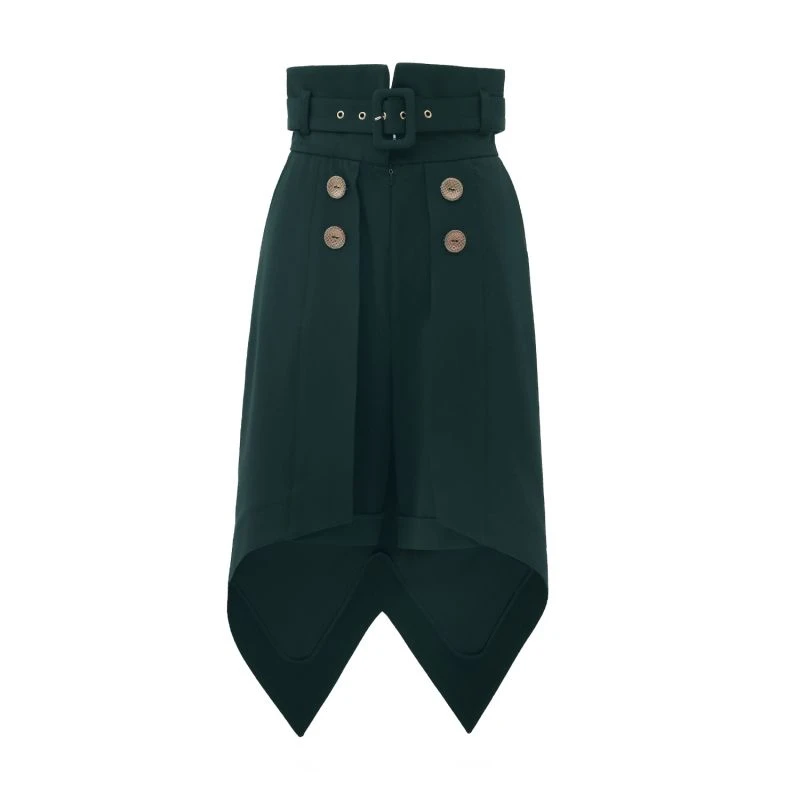 Fashion Shorts With Skirt Overlay Dark Green 1 Fashion Shorts With Skirt Overlay Dark Green