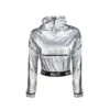 Blltt High-Collar Metallic Nylon Top Argento