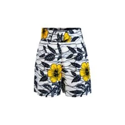 Firdawasi Shorts Yellow And White Hibiscus Print