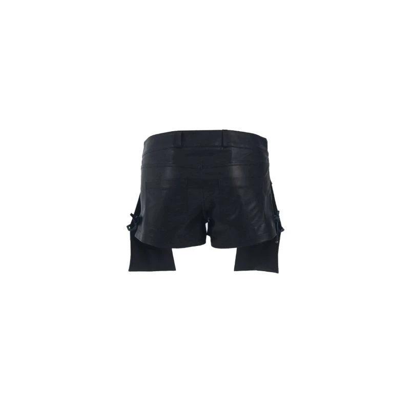 Faux Leather YOU Shorts With Removable Pockets On Front In Black 2 Faux Leather YOU Shorts With Removable Pockets On Front In Black - Image 2